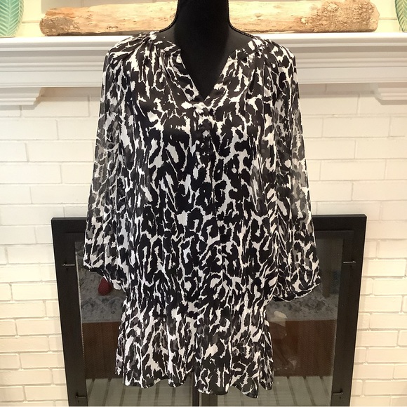 Chico's Tops - #59 Chicos Size 2 Sheer Animal Print Blouse
